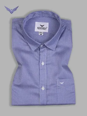 indigo shepherd check cotton shirt