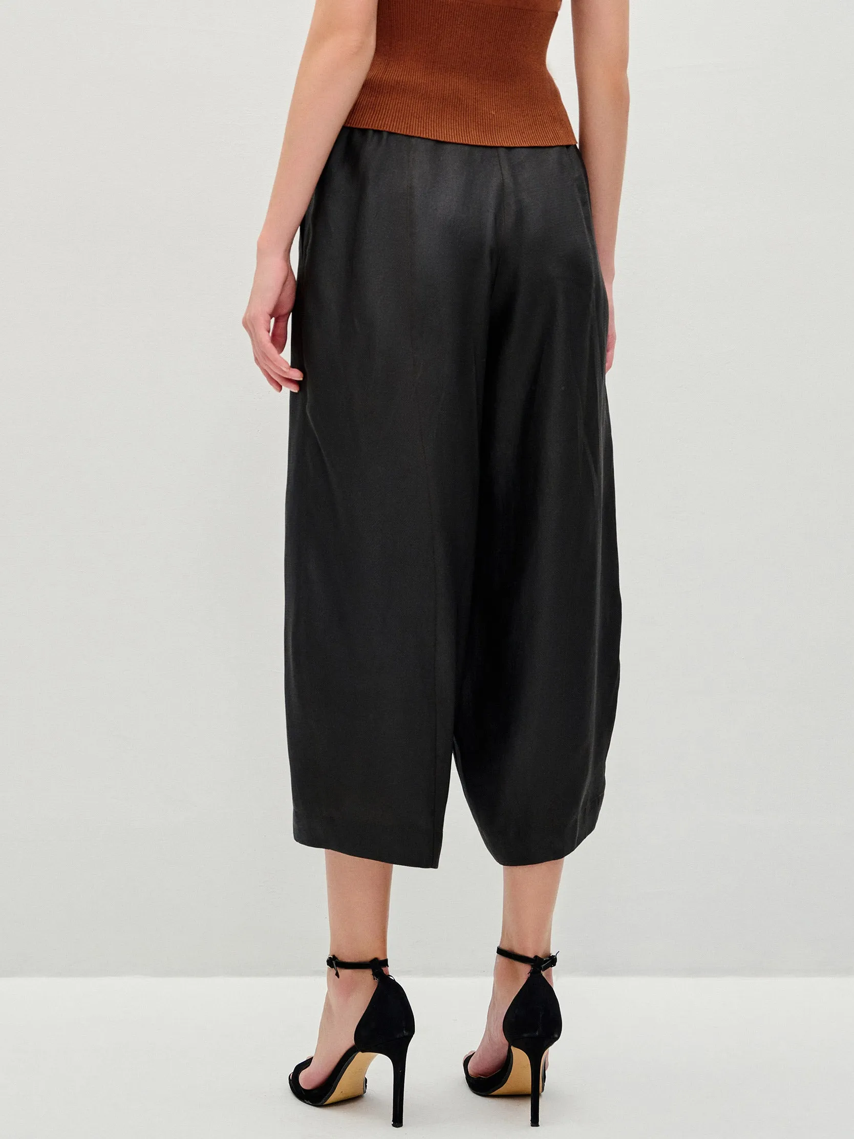 Jacquard Gambiered Silk Cropped Harem Pants