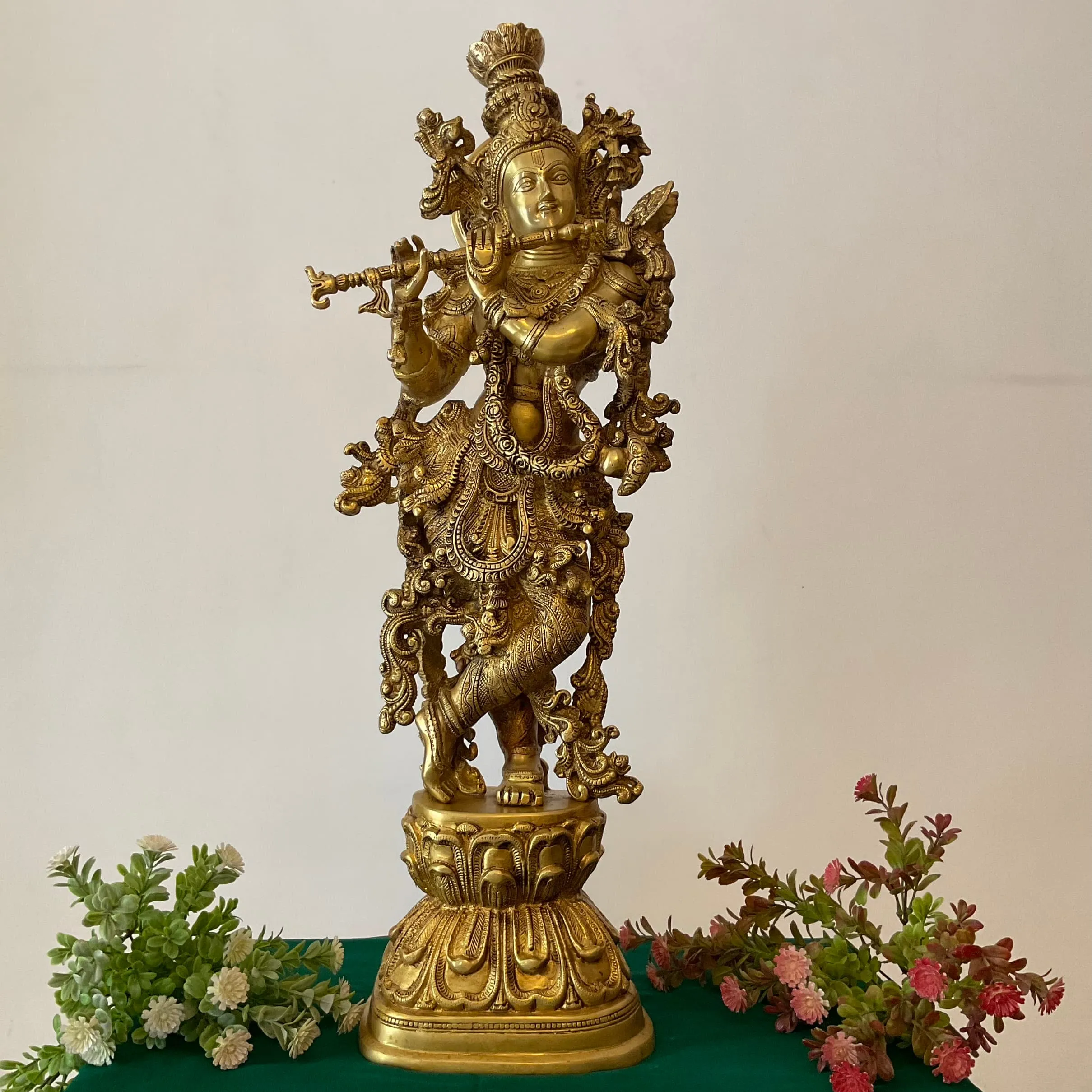 Krishna Statue For Home Temple, 30 Inches Shri Krishna Bras Idol