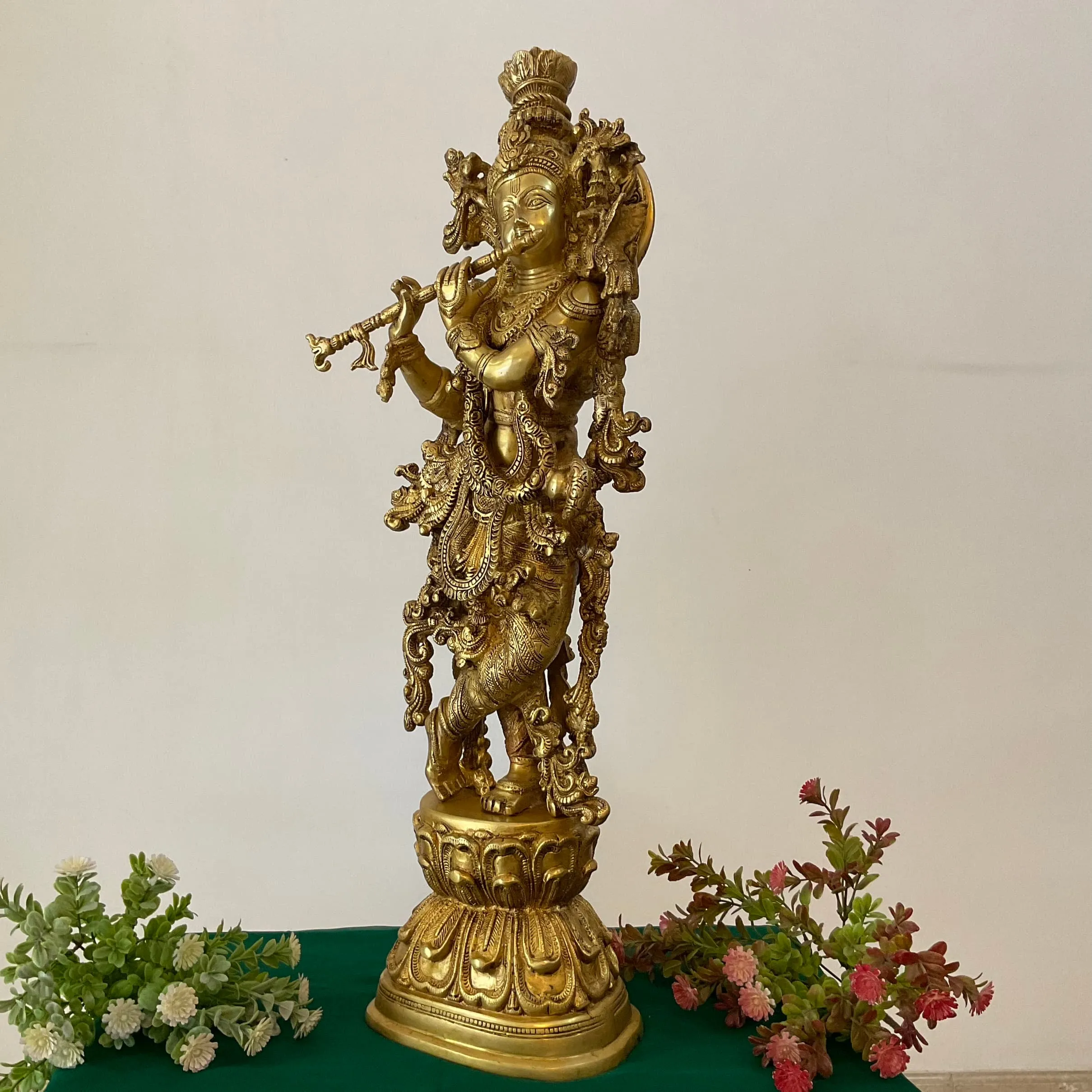 Krishna Statue For Home Temple, 30 Inches Shri Krishna Bras Idol