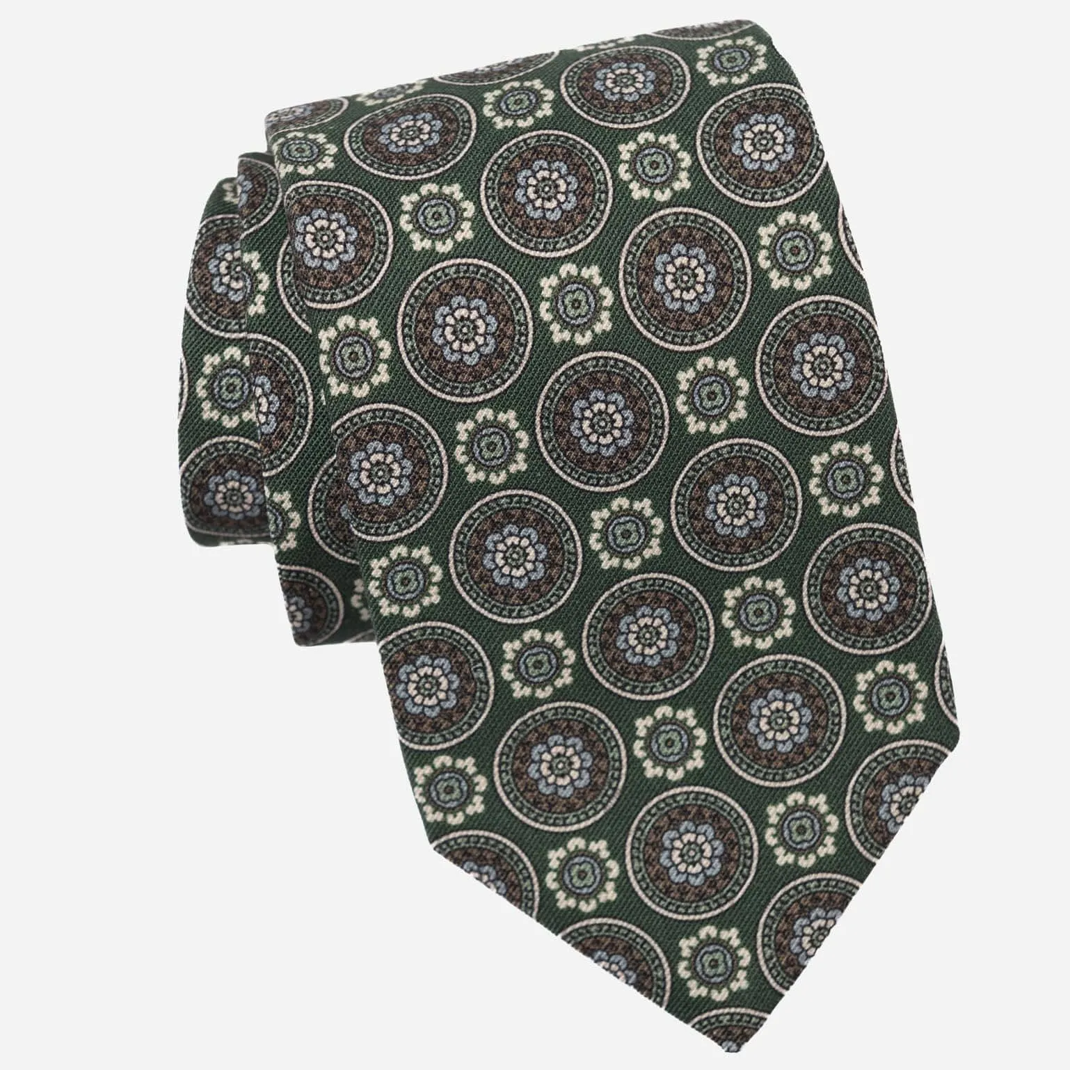 La Vigna - Printed Wool & Silk Tie - Green