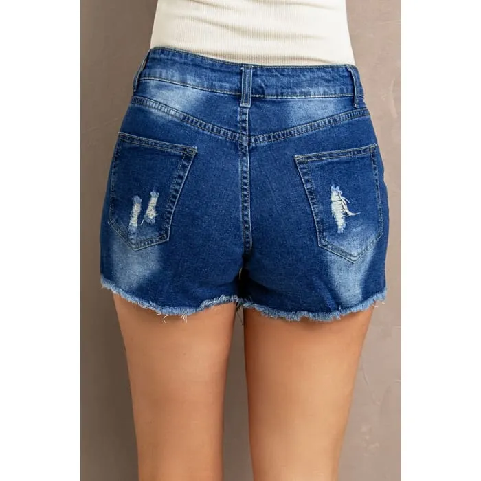 Lace Insert Denim Shorts