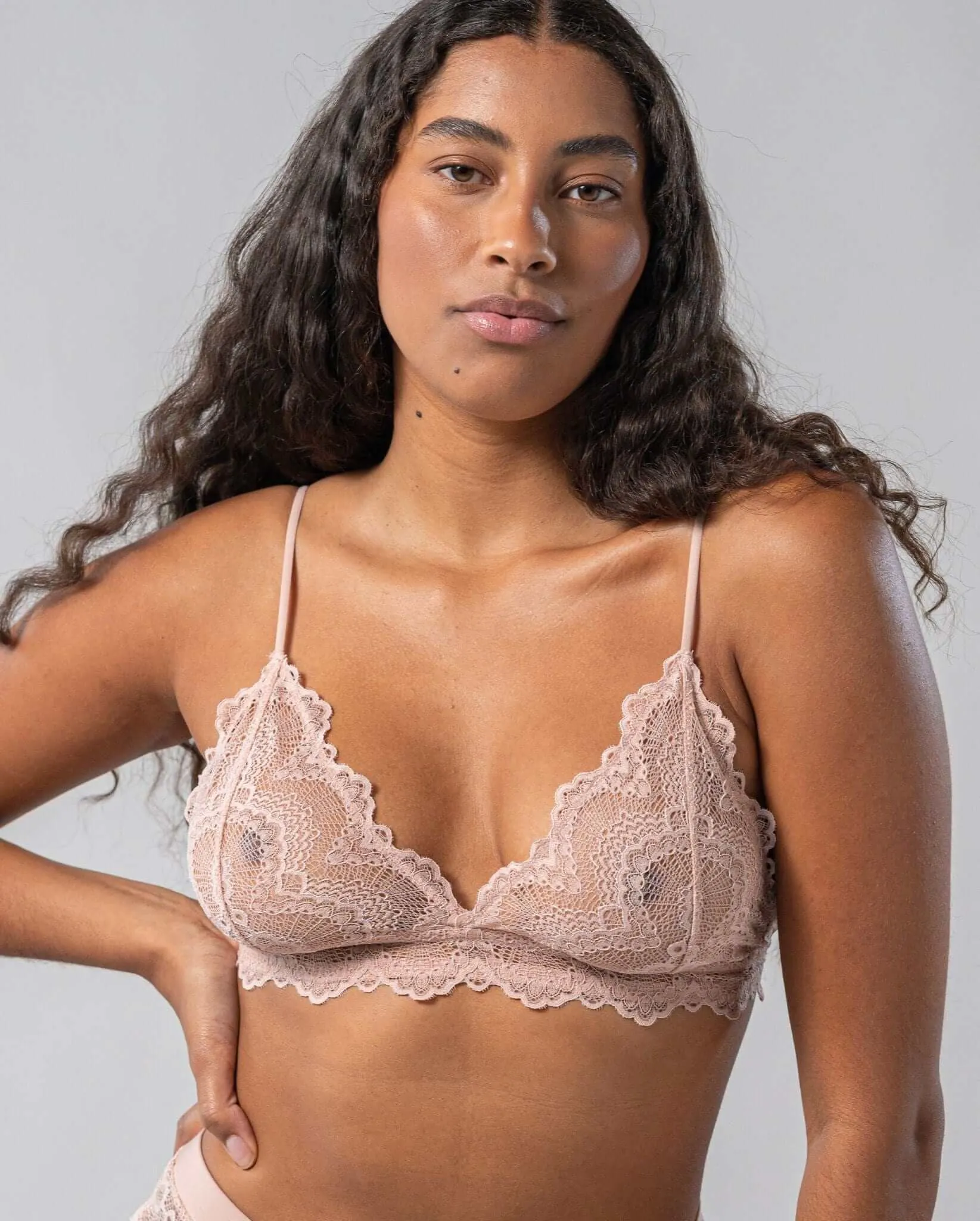 Lace Triangle Bralette Nude