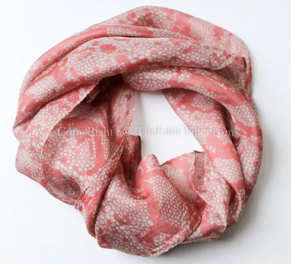 Light Coral Square Silk Scarf, 100% silk 20" x 20-Code: SS01B