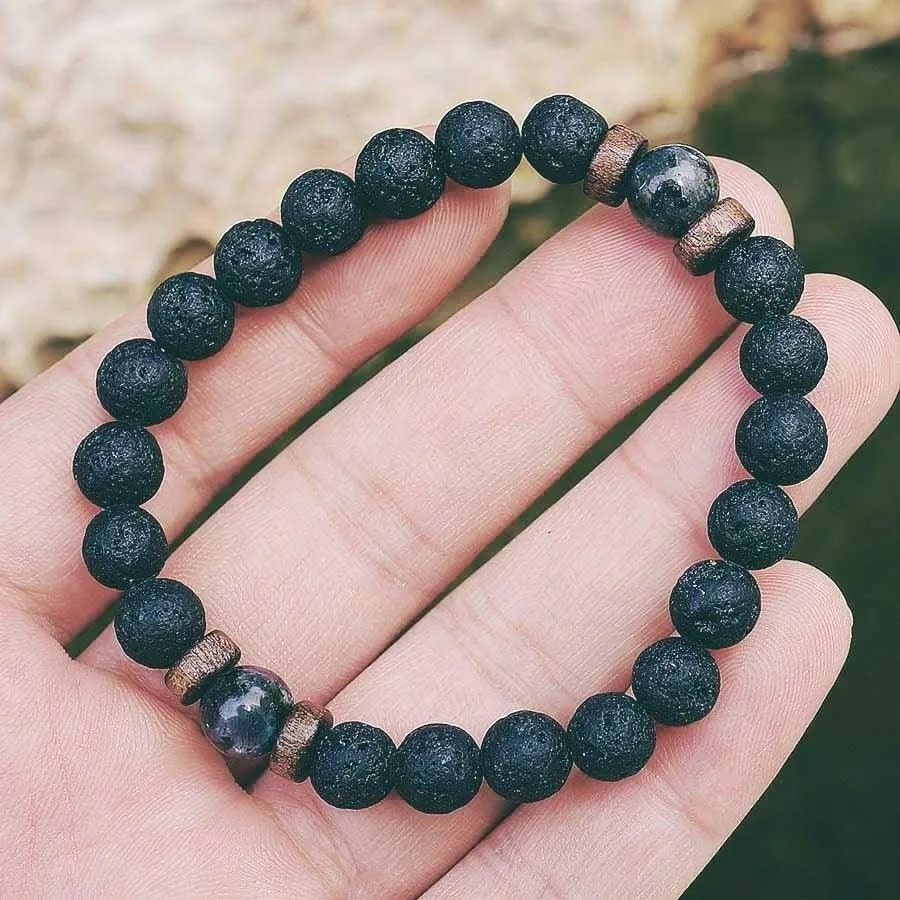 Men Bracelet Natural Moonstone Bead Tibetan Buddha Bracelet