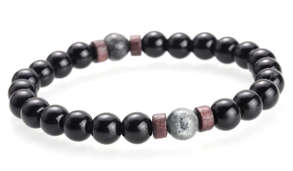 Men Bracelet Natural Moonstone Bead Tibetan Buddha Bracelet