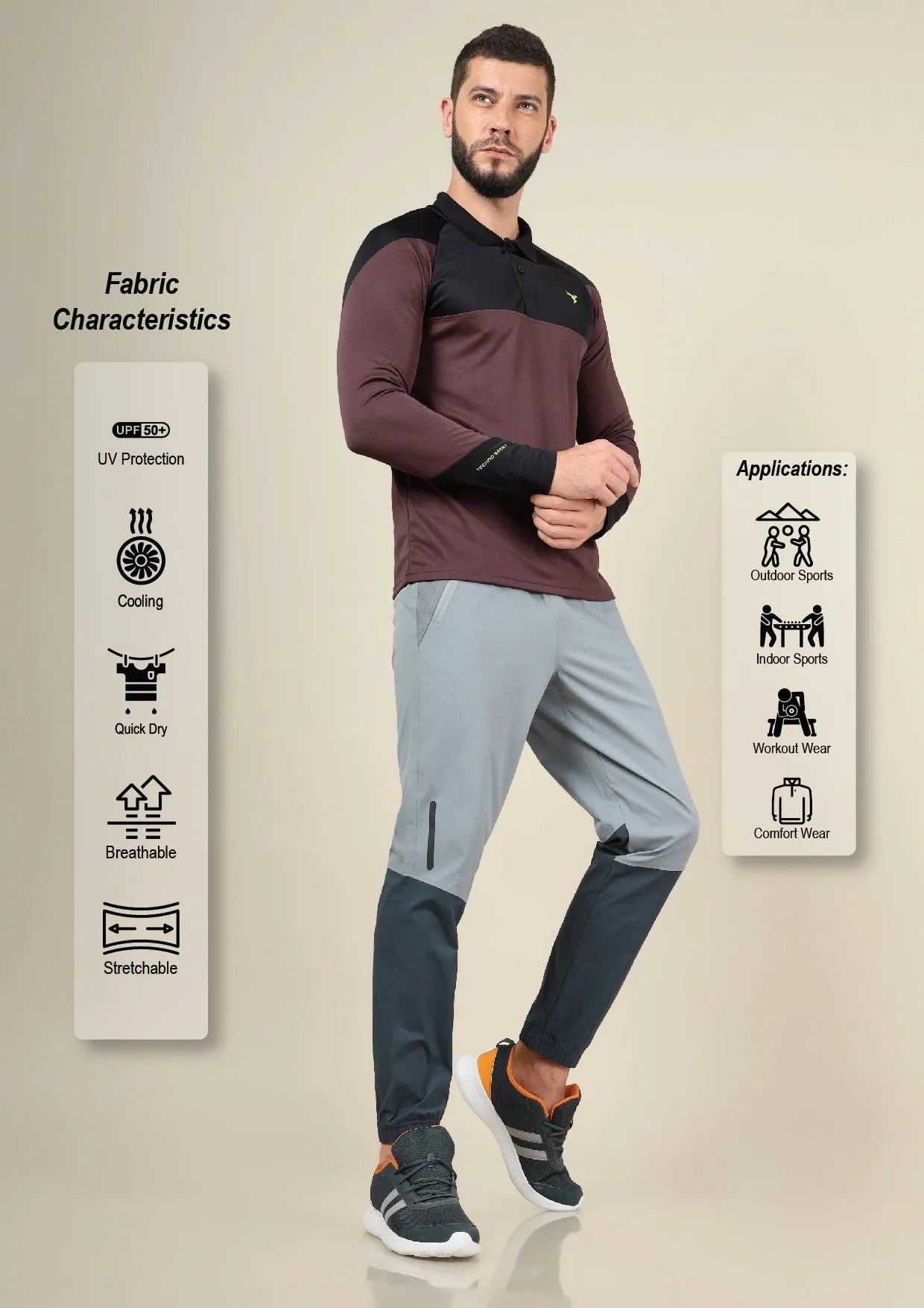 Men Colorblock Slim Fit Joggers with TECHNOLITE STRETCH