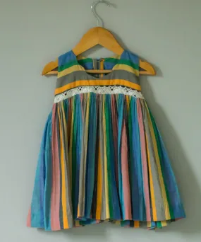 Multicolor handwoven cotton strappy dress