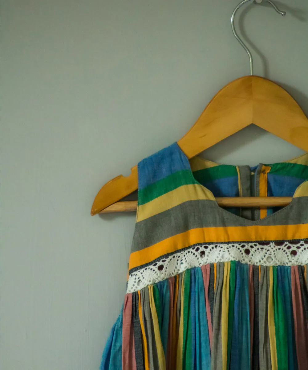 Multicolor handwoven cotton strappy dress