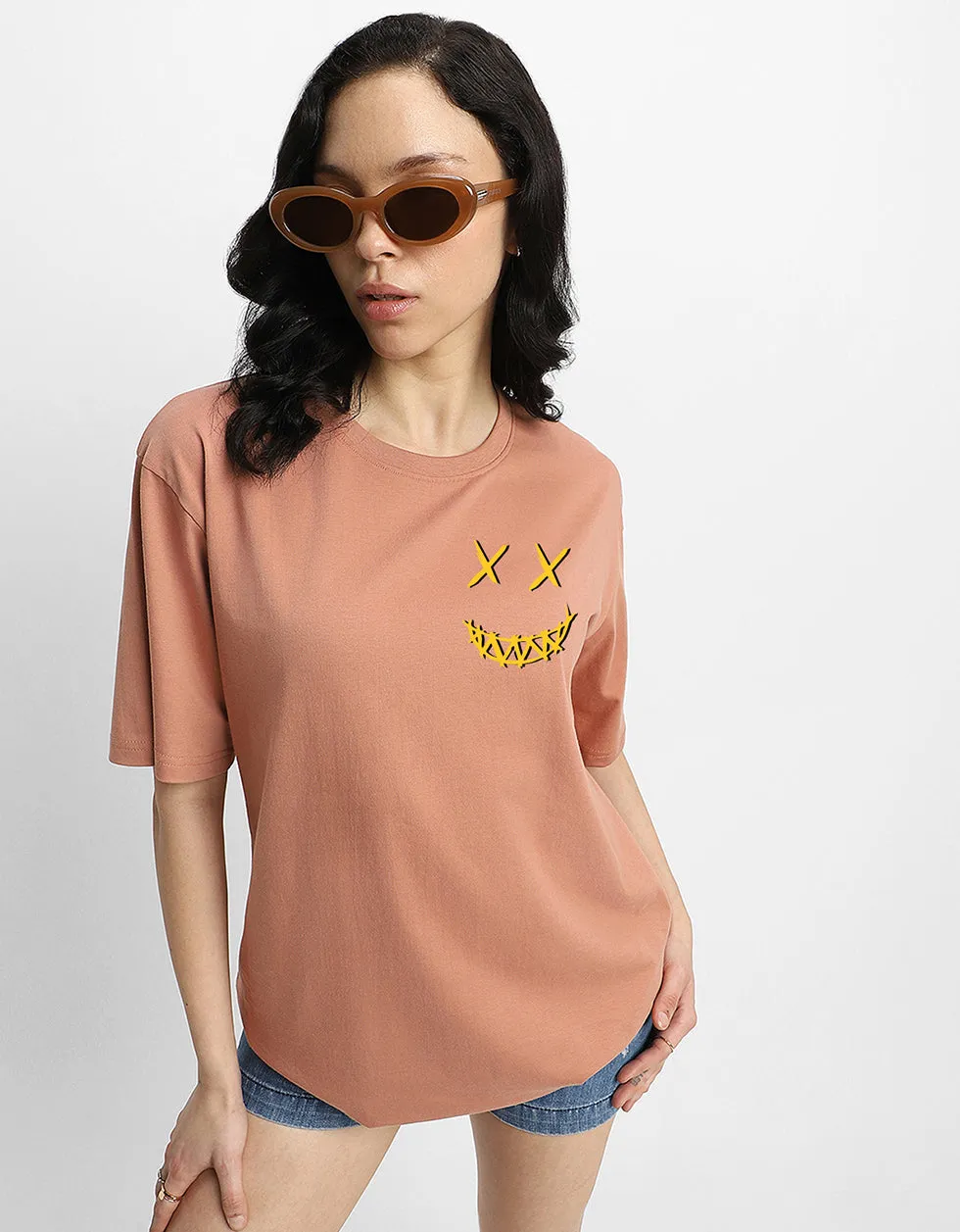 NOISE Women Cork Oversized Puff Printed Tshirt