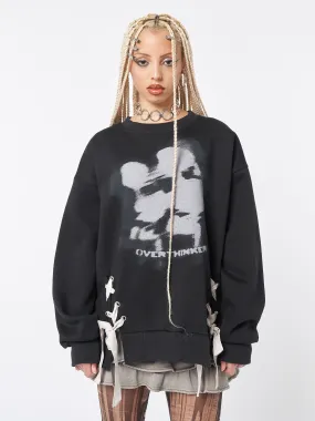 Overthinker Black Lace Up Sweatshirt