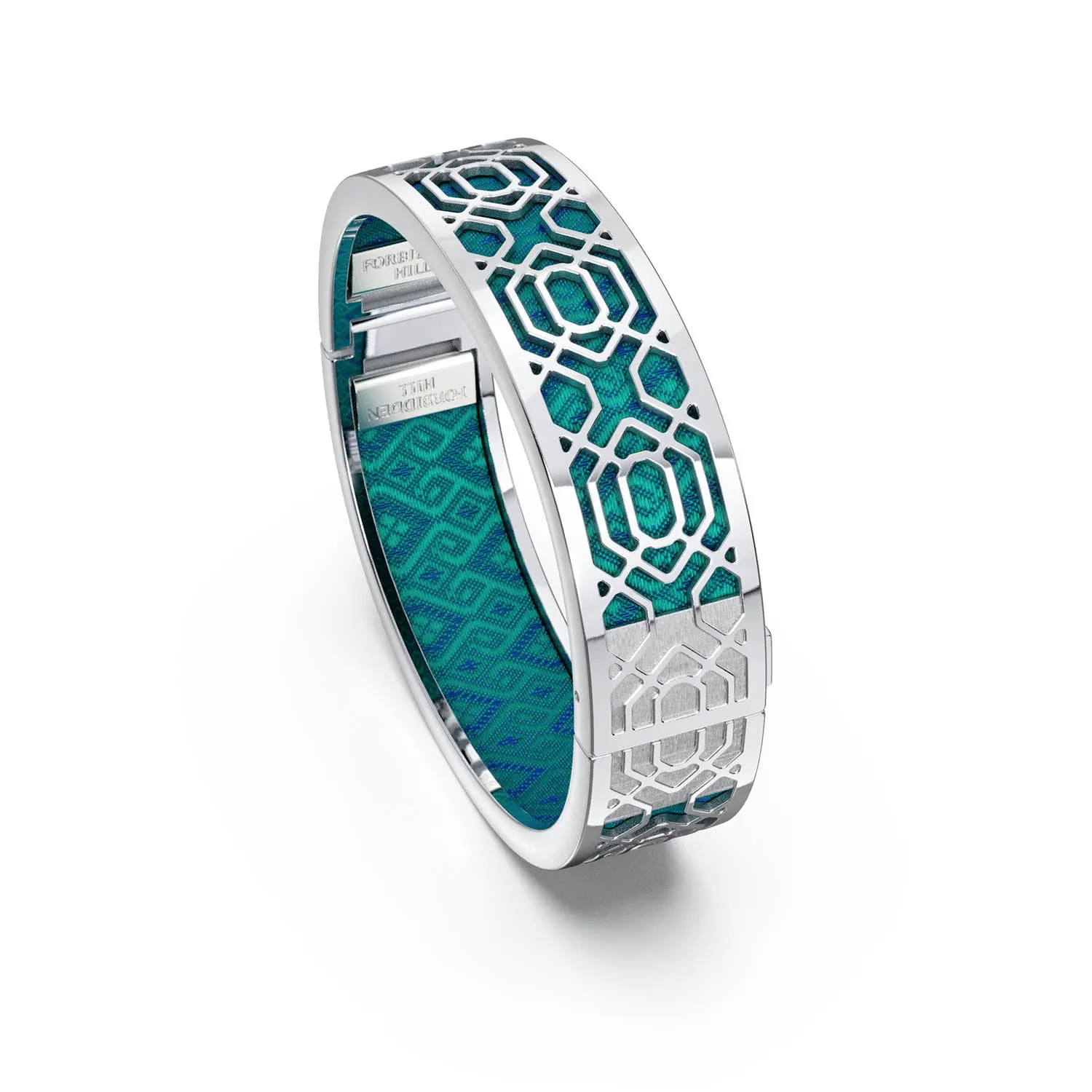 Peranakan Grace Bangle - Andaman Green - Sterling Silver