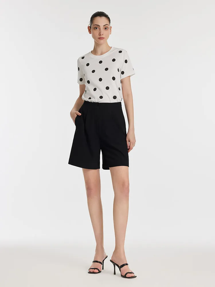 Polka Dots Printed Round Neck Women T-Shirt