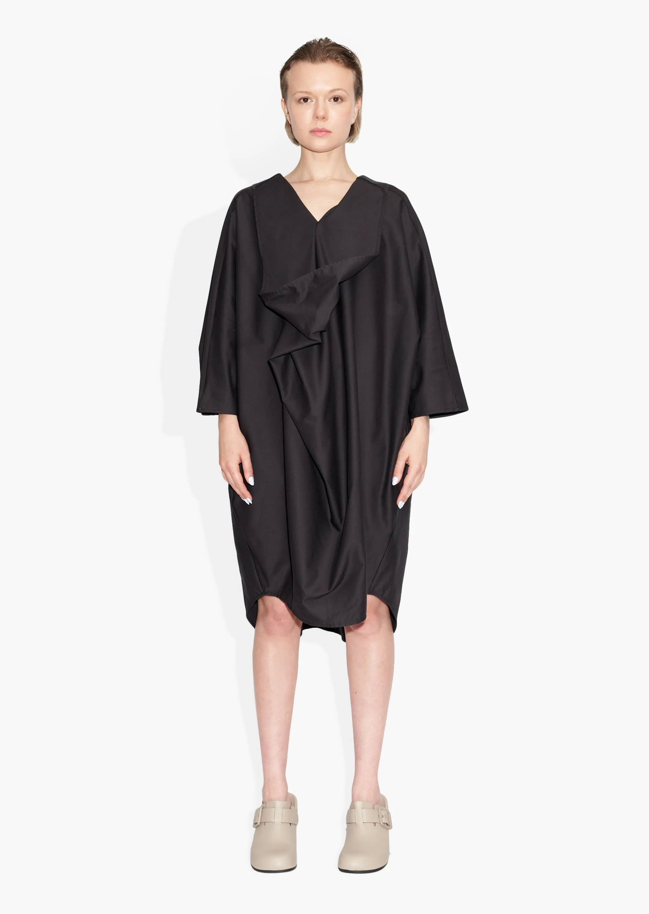 Poncho Dress Cotton Tencel Black