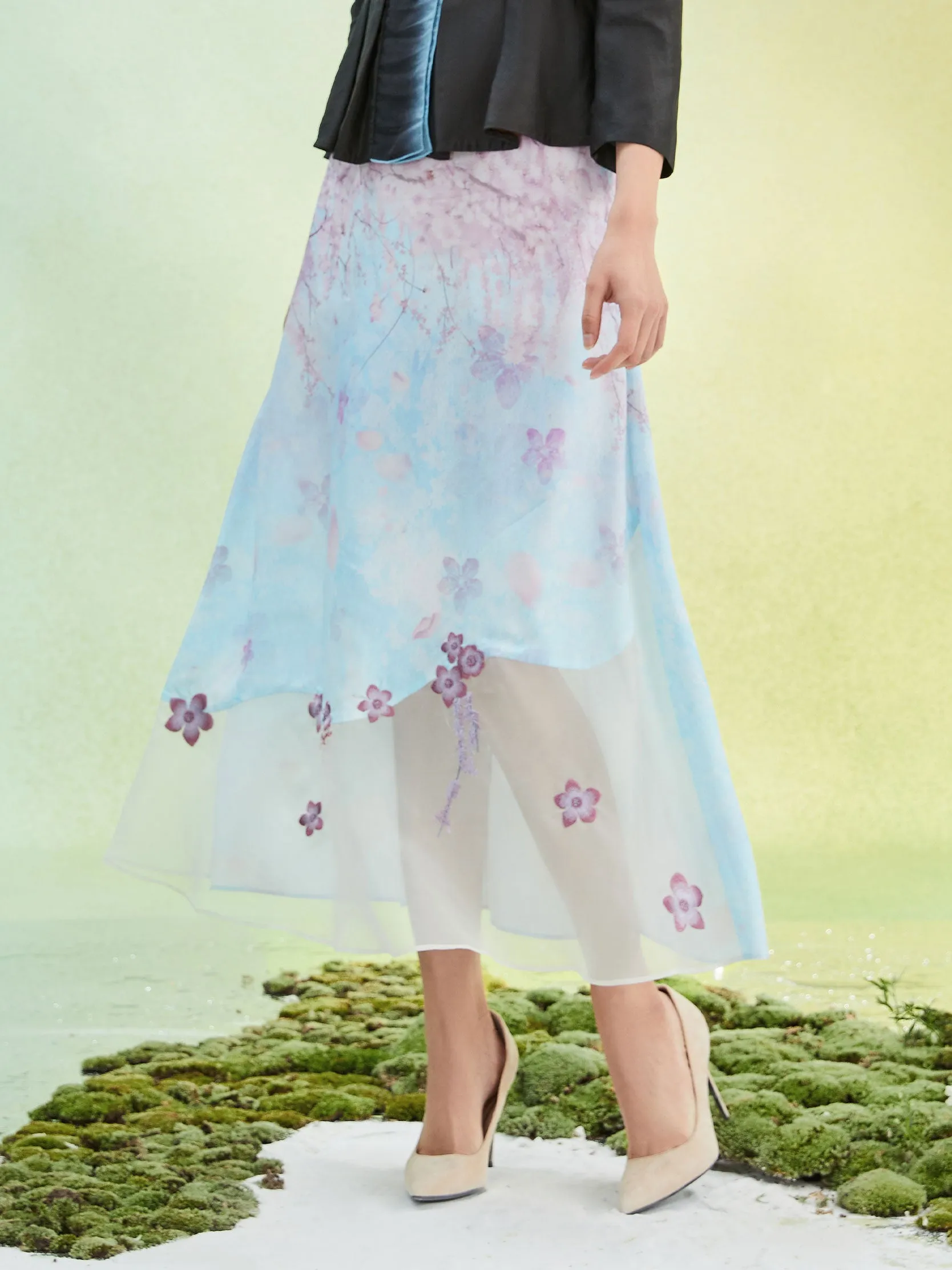 Print Modal Mulberry Silk Embroidery Skirt