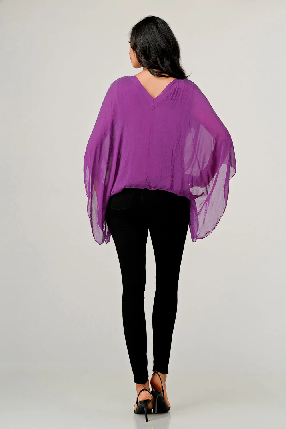 Raw Moda V Neck Italian Silk Top