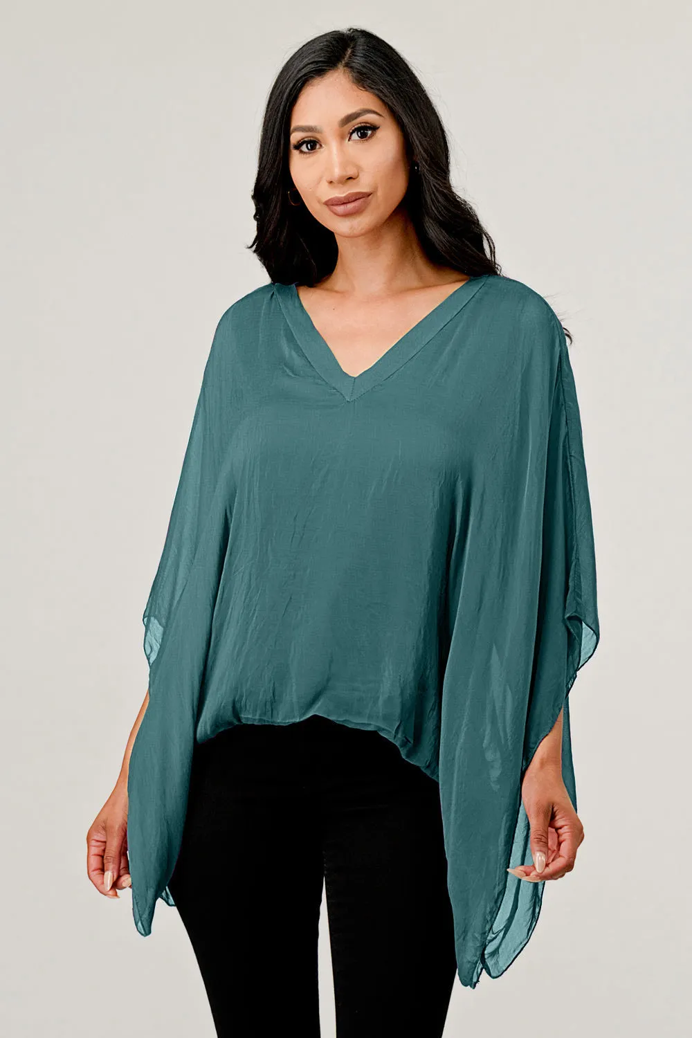 Raw Moda V Neck Italian Silk Top