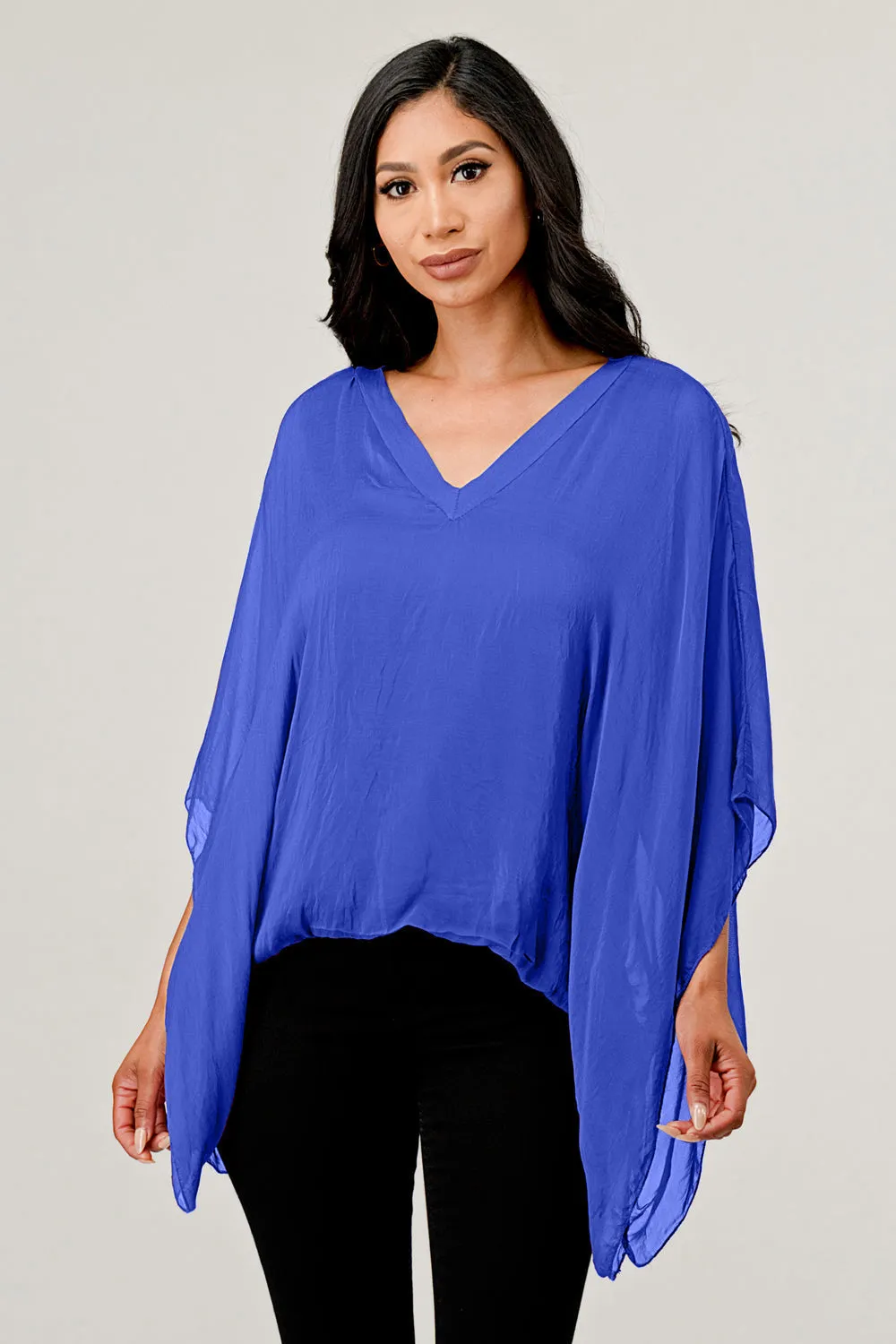 Raw Moda V Neck Italian Silk Top