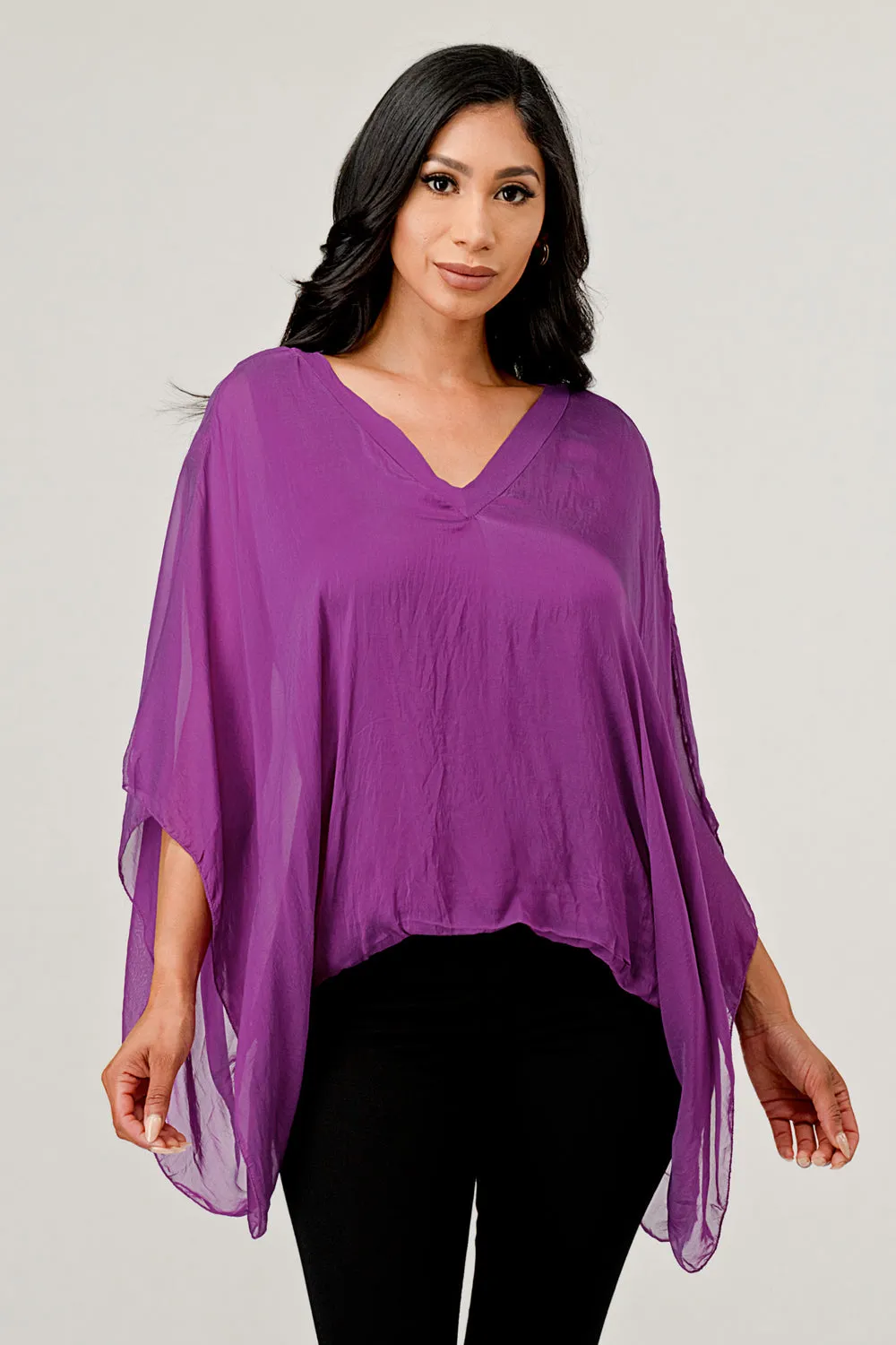 Raw Moda V Neck Italian Silk Top