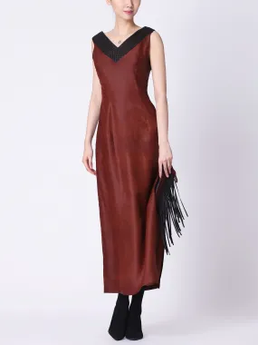 Semi-Gambiered Guangdong Silk Evening Dress