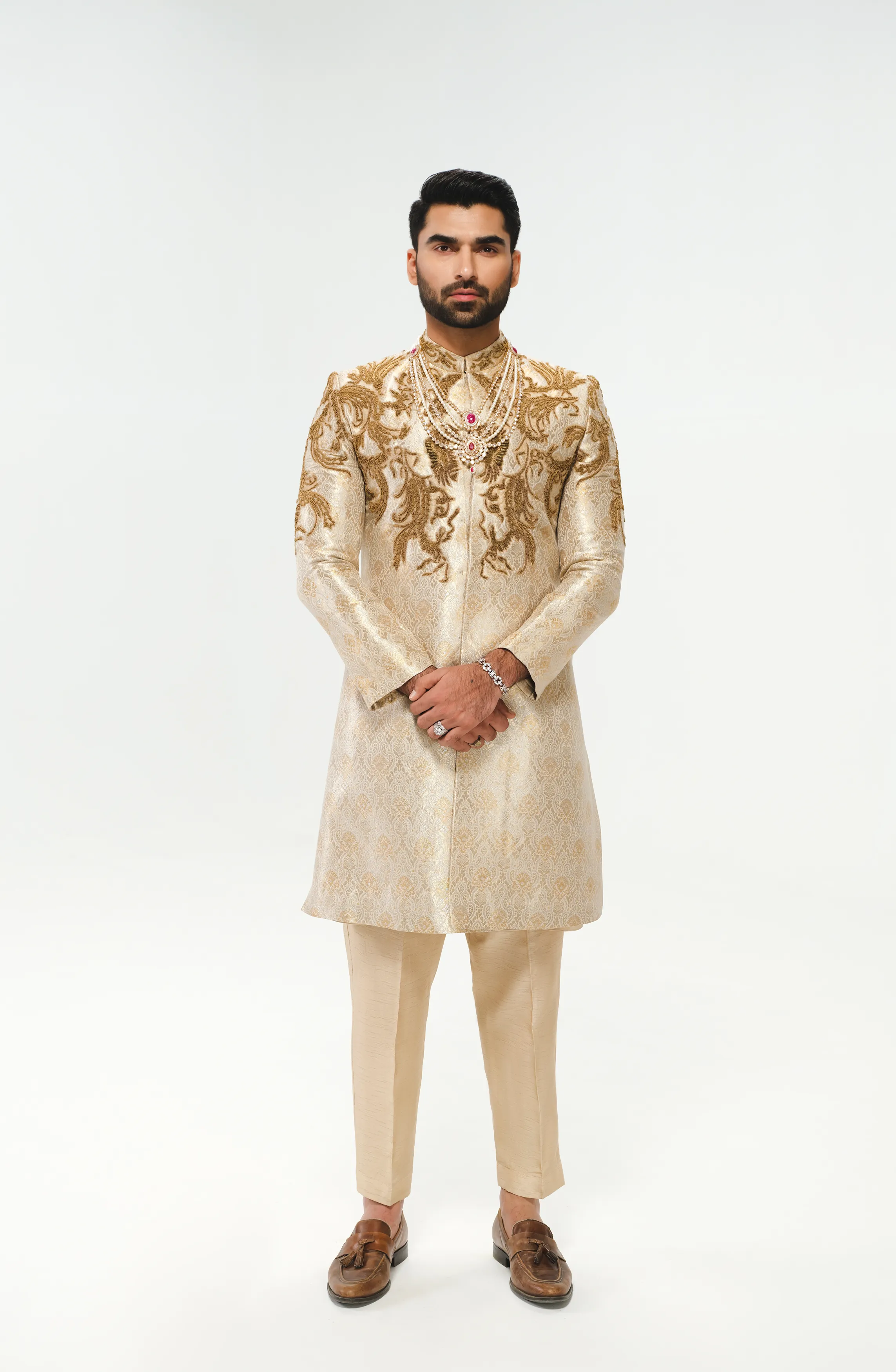 Signature Ivory Sherwani with Zardozi embellishments