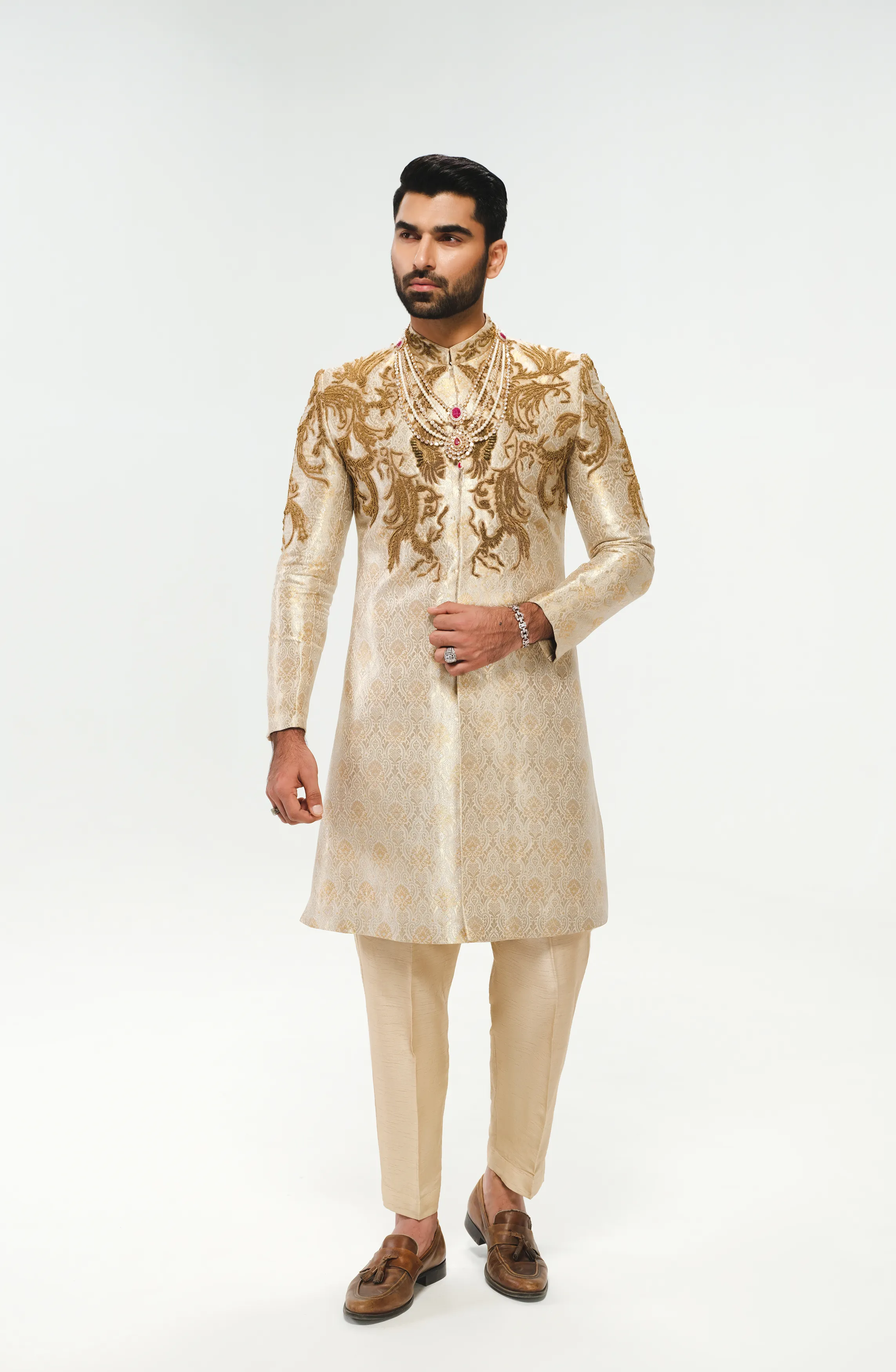 Signature Ivory Sherwani with Zardozi embellishments