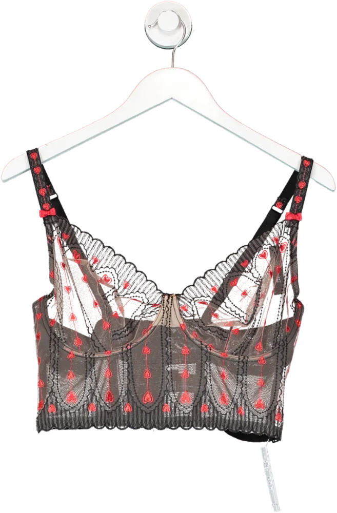 SimplyBe Black Heart Embroidered Corset Top UK 36E