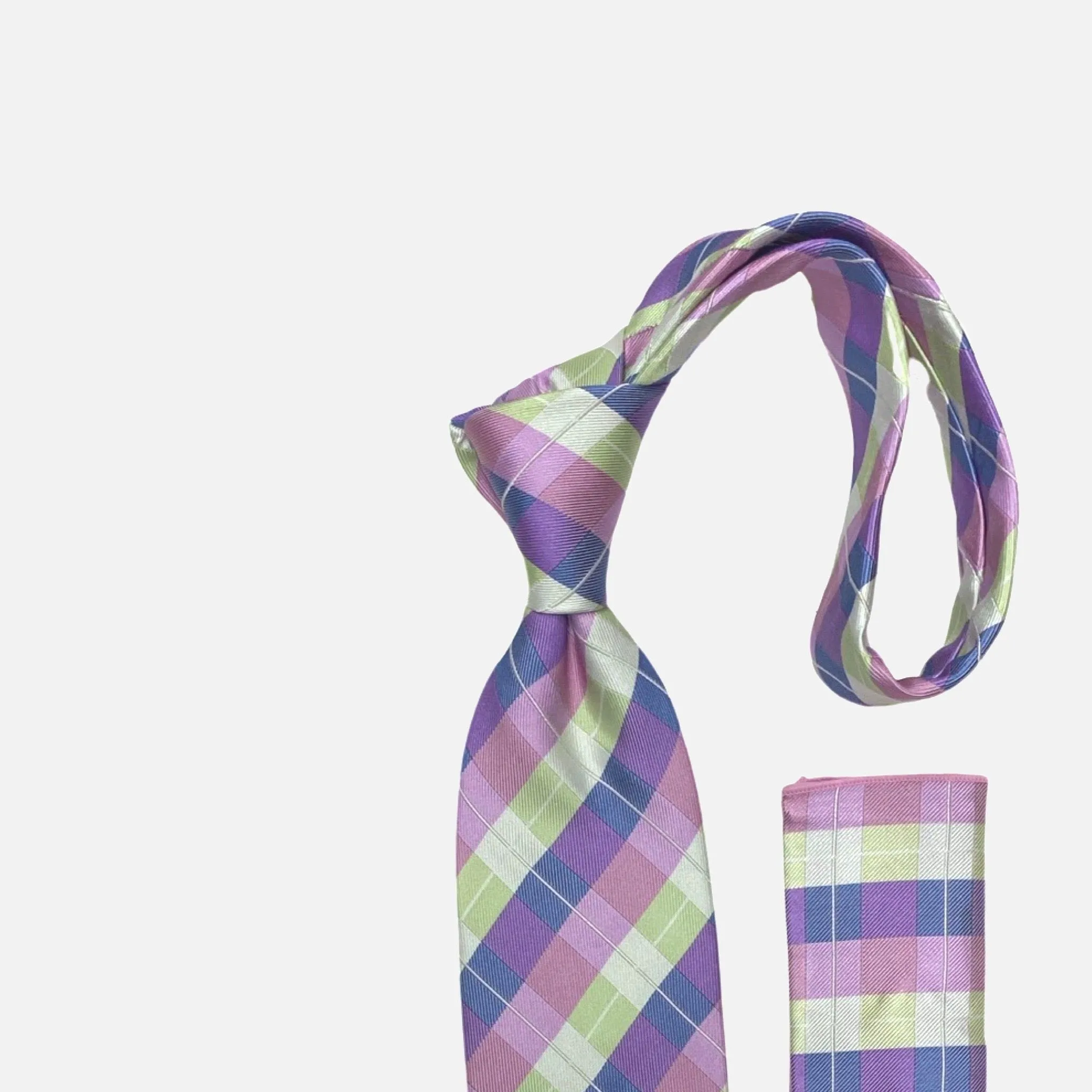 Steven Land Argyle Silk Tie and Hanky BW2250 Magenta