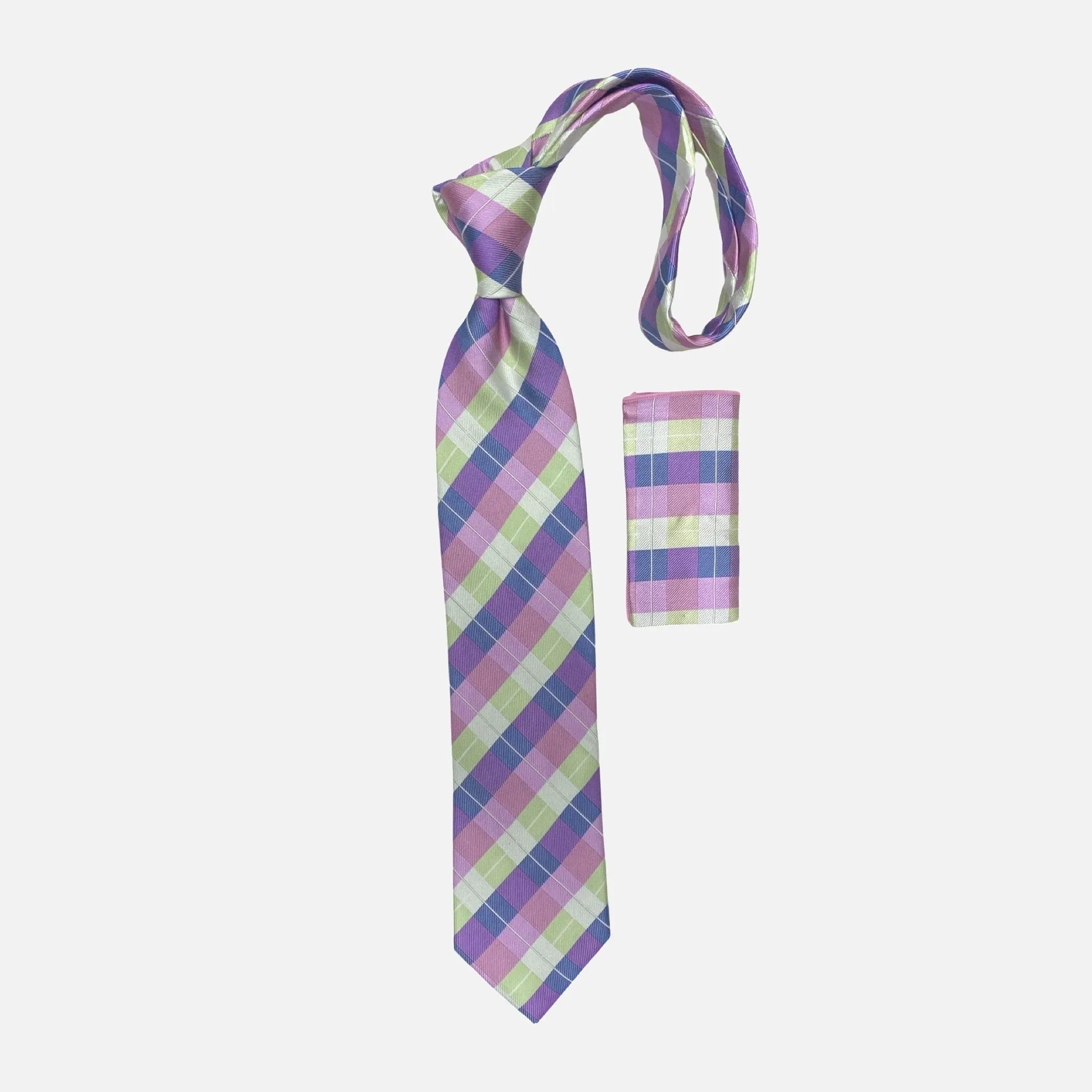 Steven Land Argyle Silk Tie and Hanky BW2250 Magenta