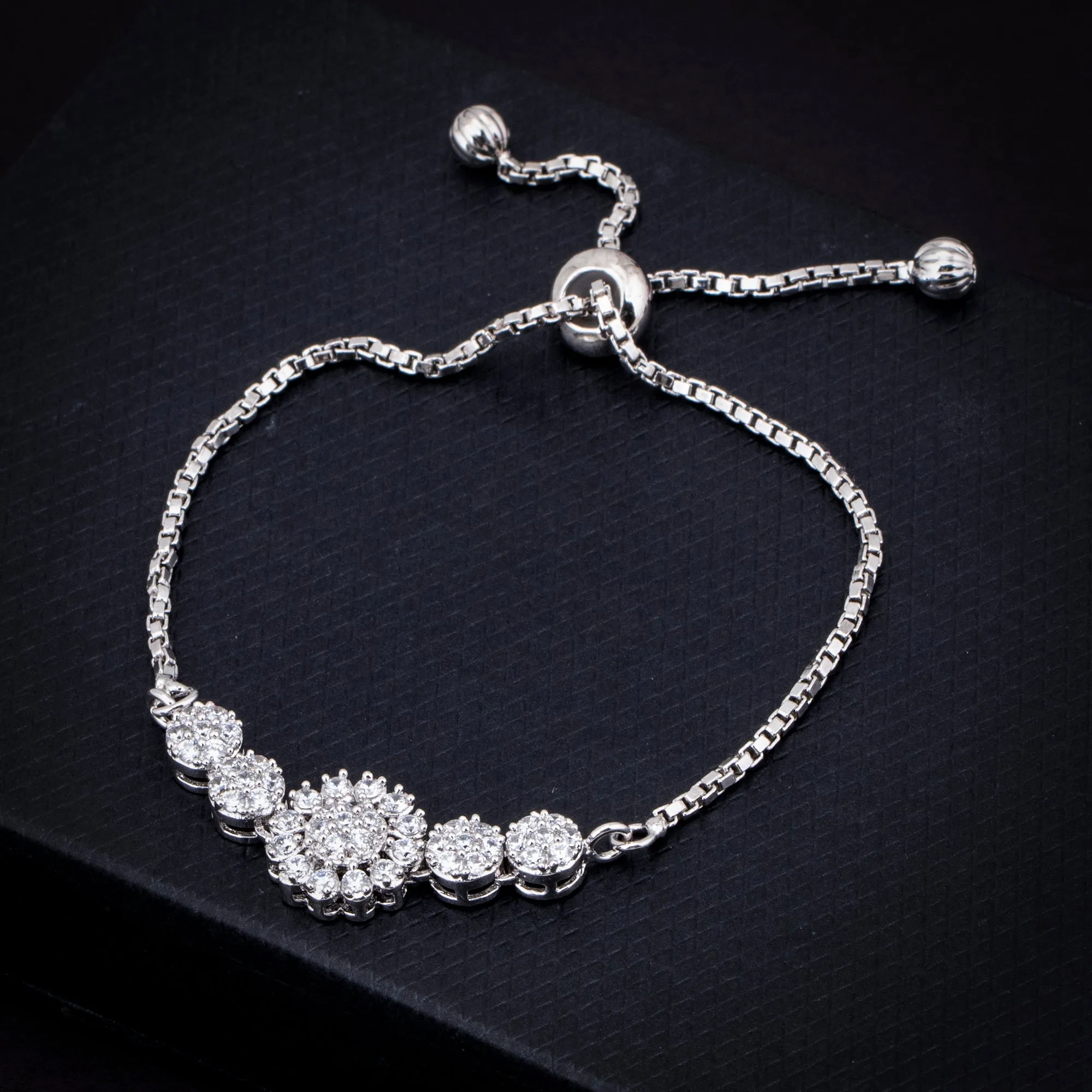 Sukkhi Attractive CZ Rhodium Plated Bracelet For Women