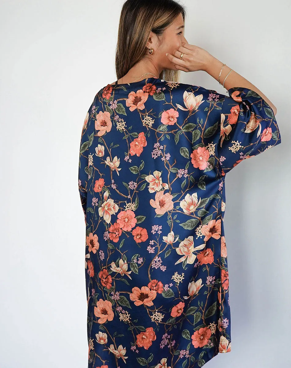 Tropical Night Kimono dark blue - Women