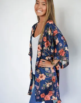 Tropical Night Kimono dark blue - Women