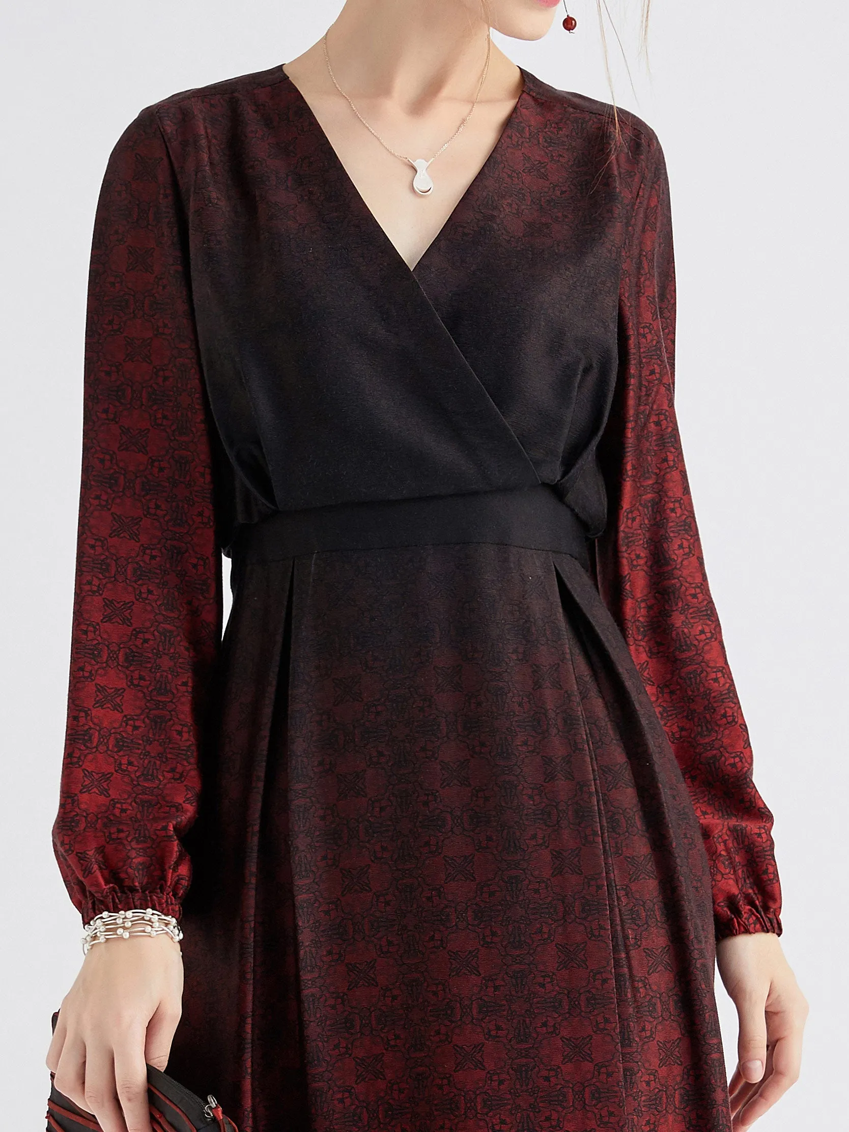 Twill silk printed dress