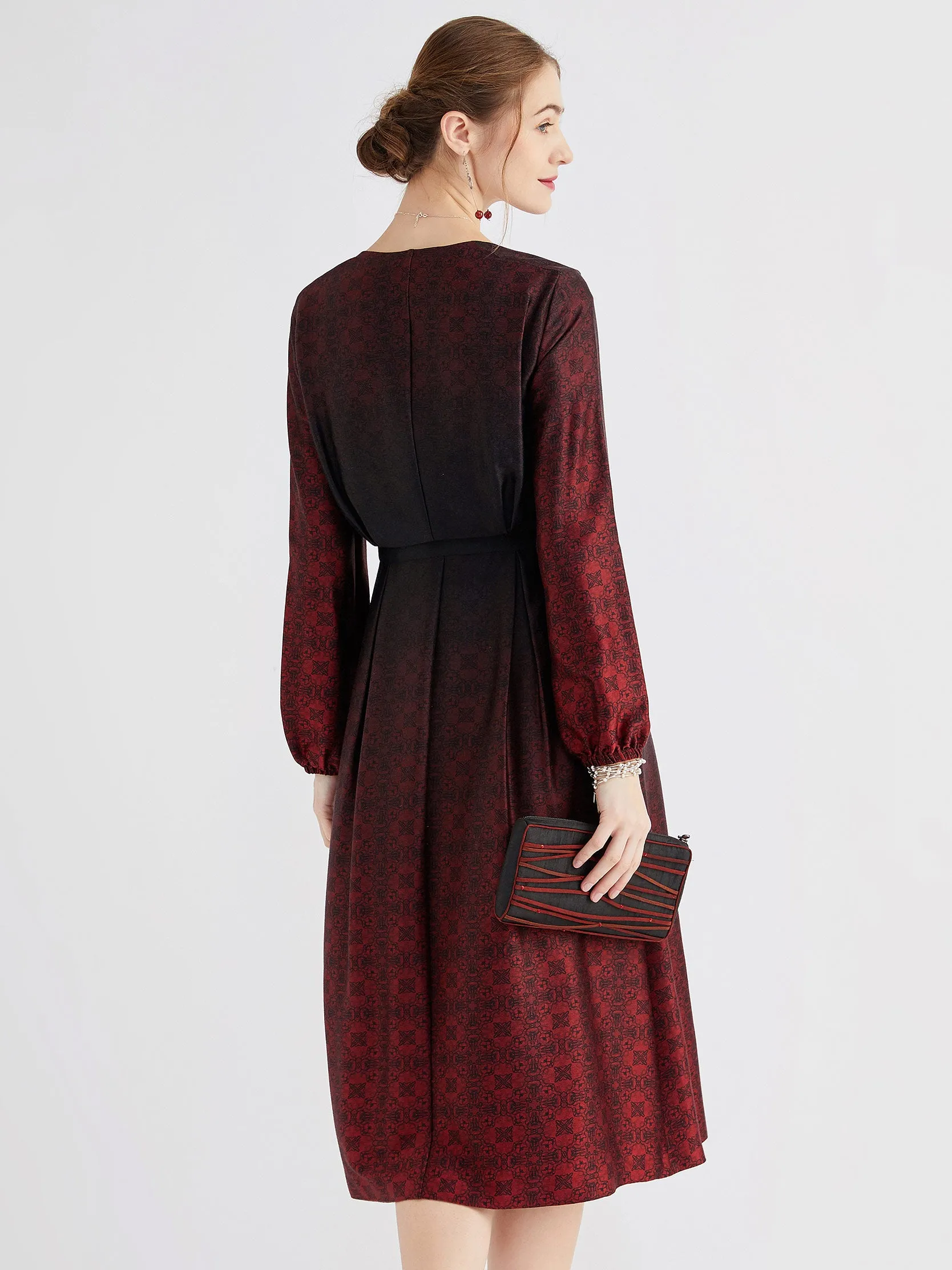 Twill silk printed dress