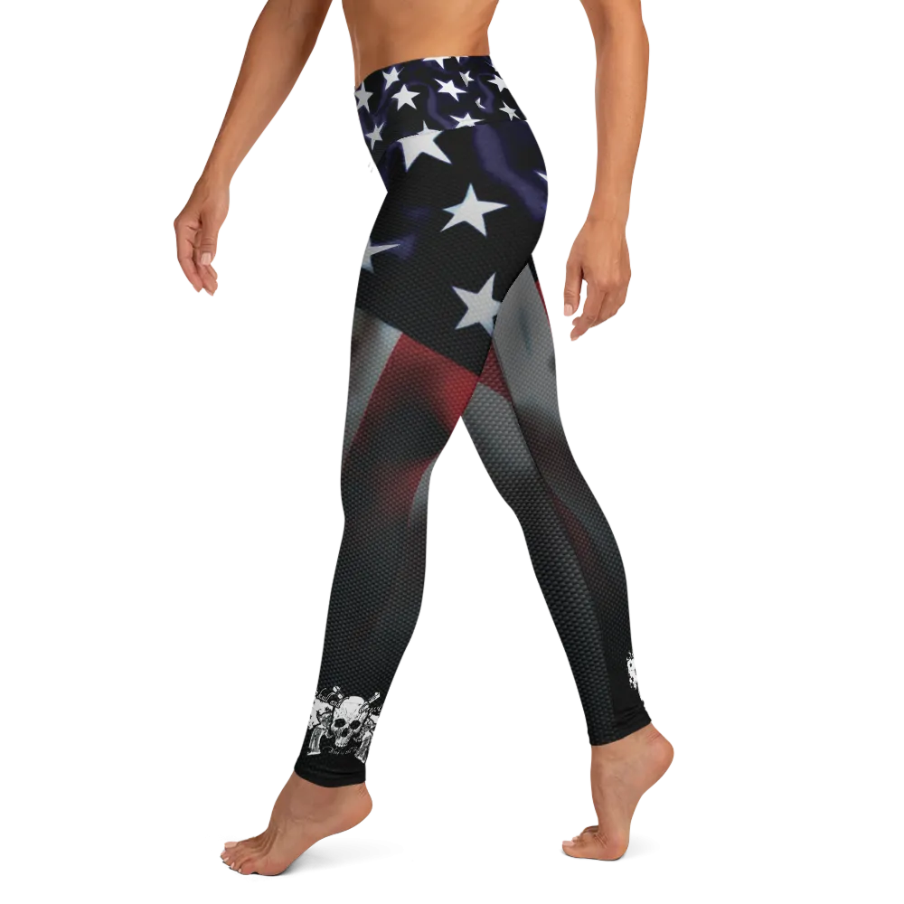 US Flag / Carbon Fiber Yoga Leggings