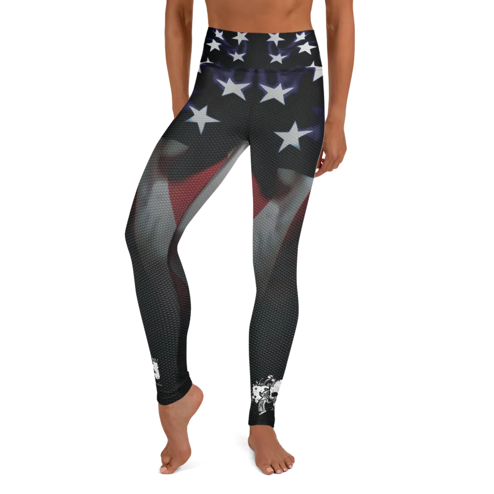 US Flag / Carbon Fiber Yoga Leggings