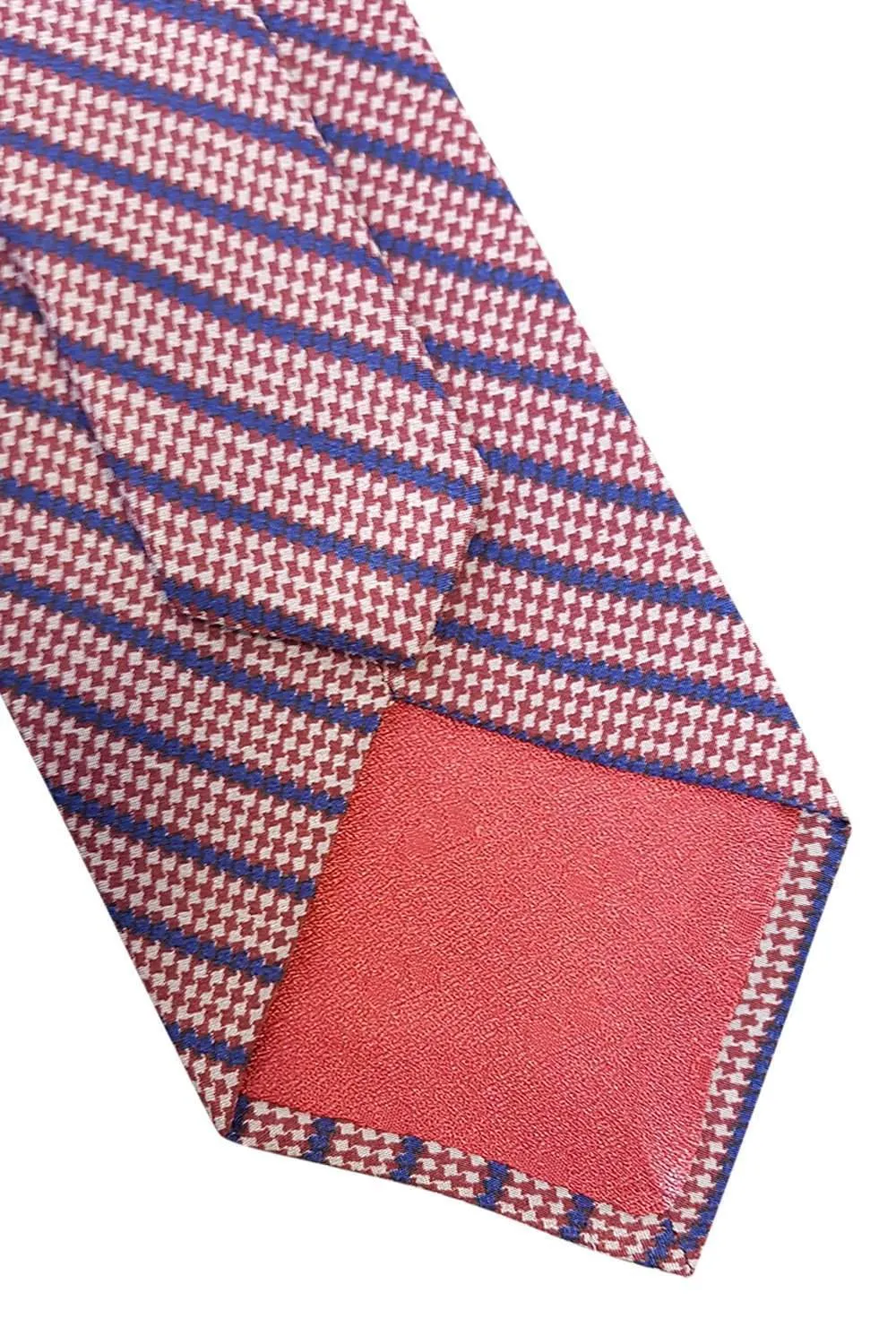 VALENTINO Vintage 100% Silk Blue Tie Red Diagonal Stripes (55")