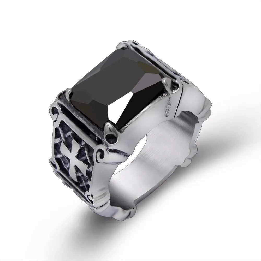 vintage Titanium Steel Retro Cross Ring For Men