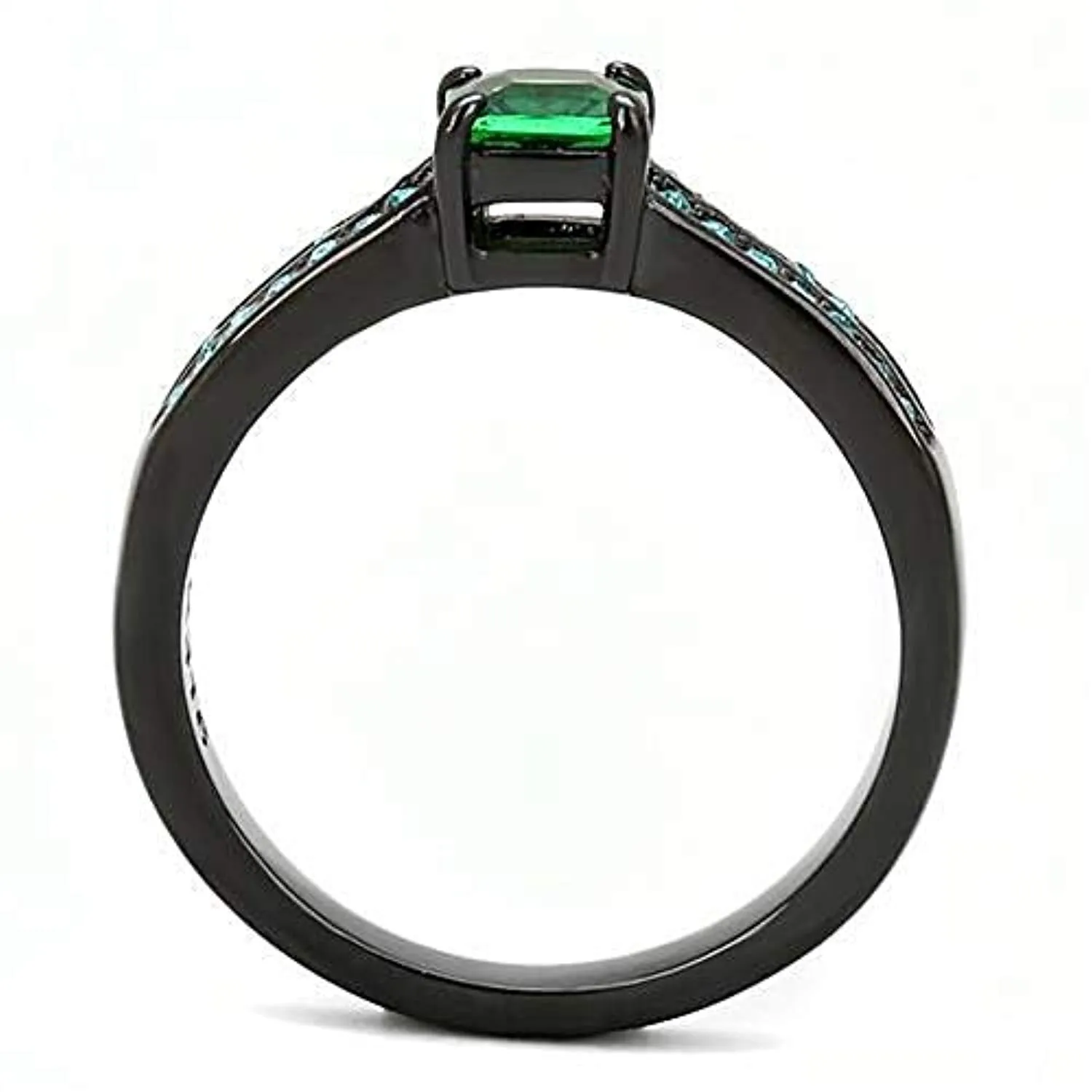 WildKlass Stainless Steel Ring IP Women Synthetic Emerald