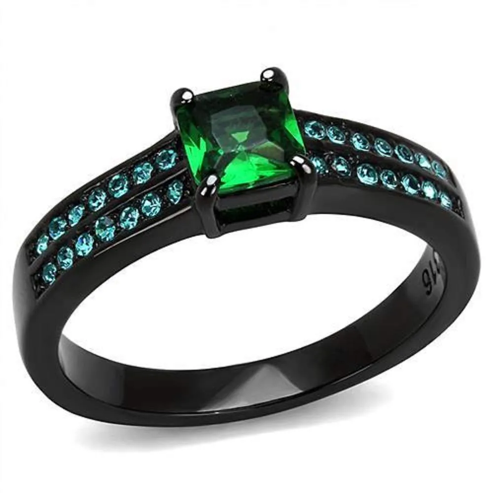 WildKlass Stainless Steel Ring IP Women Synthetic Emerald