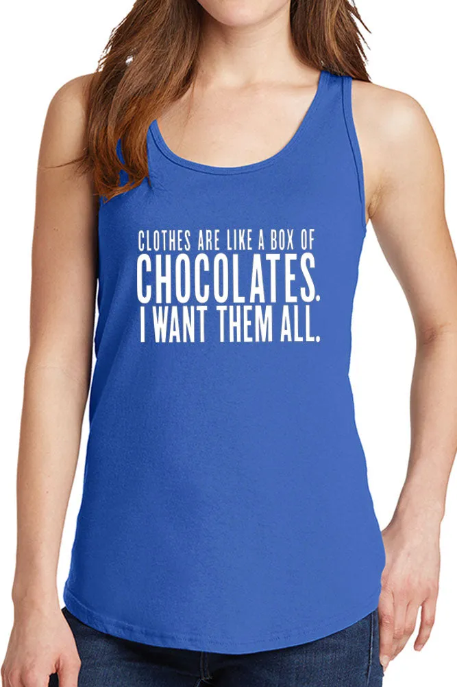 Women's Clothes are Like Chocolate Core Cotton Tank Tops -XS~4XL