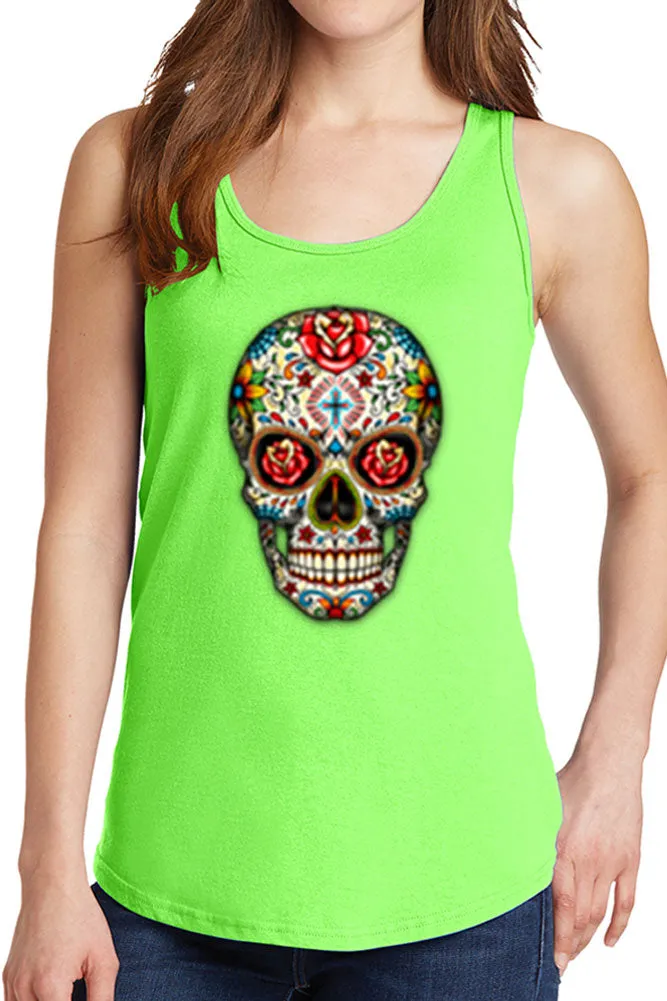 Women's Day of The Dead Skull Core Cotton Tank Tops -XS~4XL